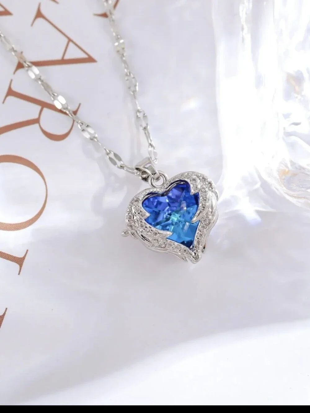 Stainless Steel Luxury Ocean Heart Pendant Necklace